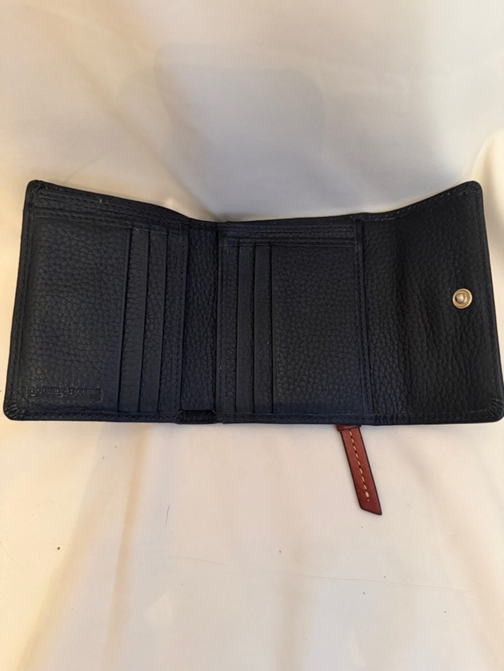 Dooney & Bourke Black Pebbled Leather Bifold Wallet with Gold Plaque - Picture 3 of 5